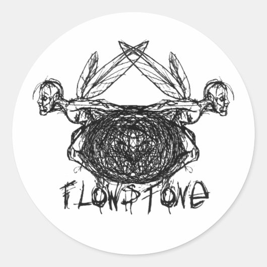 フローストーングラフィックピクセスロゴ ラウンドシール (正面)