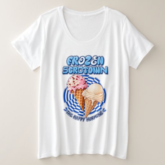 🍦 フローズンスクロタウン プラスサイズTシャツ (デザイン正面)