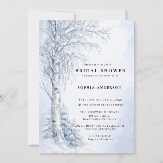 フローズンバーチツリーブライダルシャワー 招待状 (正面)