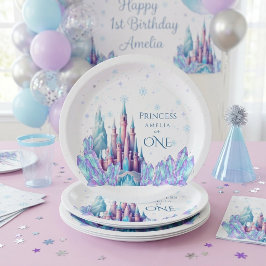 フローズン キャラクター城 1歳の誕生日 ペーパープレート