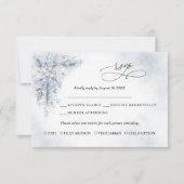 フローズン ホワイト ベリー 冬の結婚式 RSVP カード (正面)