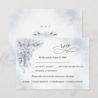 フローズン ホワイト ベリー 冬の結婚式 RSVP カード