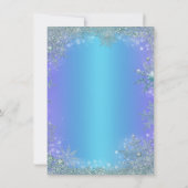 フローズン ラベンダー パープル ティール スノーフレーク クリスマス 招待状 (裏面)