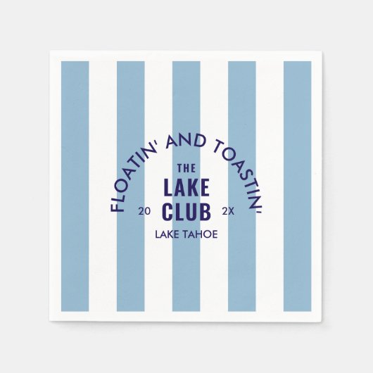 フローチン&トースティンザレイククラブブルーストライプ スタンダードカクテルナプキン (正面)