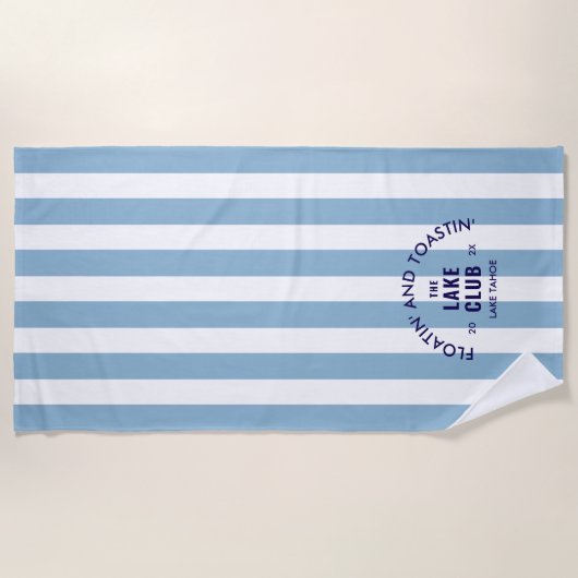 フローチン&トースティンザレイククラブブルーストライプ ビーチタオル (正面)