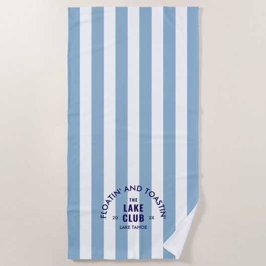 フローチン&トースティンザレイククラブブルーストライプ ビーチタオル (正面)