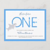 フローティアワンシャーク動物ファースト誕生日招待状 インビテーションポストカード (正面)