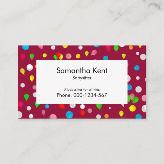 フローティンカラフルグ・バルーン・ベビーシッター 名刺 (正面)