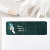 フローティングかわいい幽霊ス点々のあるタースキートップハットケーン ラベル (インサイチュ)