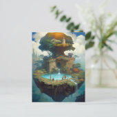 フローティングアイランドシュールファンタジーアート ポストカード (スタンド正面)
