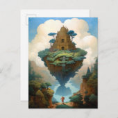 フローティングアイランドシュールランドスケープファンタジーアート ポストカード (正面/裏面)