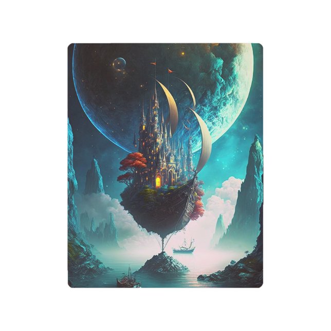 フローティングキャッスルシップファンタジーアートメタルプリント メタルプリント (正面)