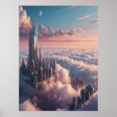 フローティングシティキャンバスウォールアートシュールレアルドリームデコール ポスター (正面)