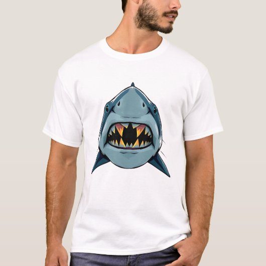 フローティングシャーク顔アートティー Tシャツ (正面)