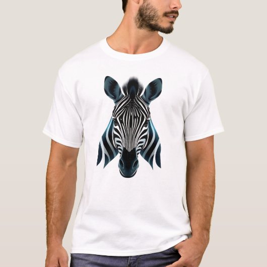 フローティングゼブラ顔アート Tシャツ (正面)