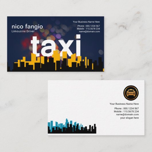 フローティングタクシーナイトライト《写真》ぼけ味シティスカイラインタクシー 名刺 (正面/裏面)