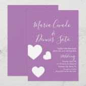 フローティングハートのレタリングスクリプトの結婚式　太字カラー 招待状 (正面/裏面)