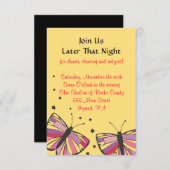 フローティングバタフライバルミツワー披露宴カード 招待状 (正面/裏面)