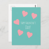 フローティングピンクハートバレンタインデイラブハガキ ポストカード (正面/裏面)