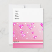 フローティングピンクハート誕生日招待状 招待状 (裏面)