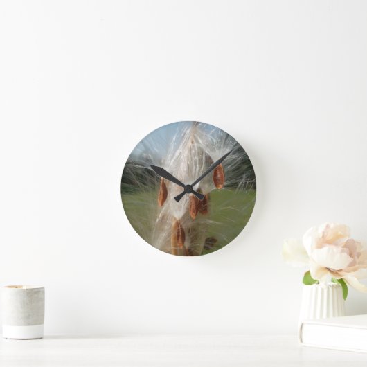 フローティングミルクウィード種子アートプリント/グラフィック ラウンド壁時計 (ホーム)