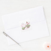 フローティングラブキャッスルイラストレーションロマンチックファンタジー スクエアシール