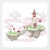 フローティングラブキャッスルイラストレーションロマンチックファンタジー スクエアシール (正面)