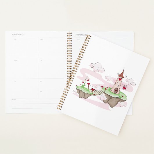 フローティングラブキャッスルイラストレーションロマンチックファンタジー プランナー手帳