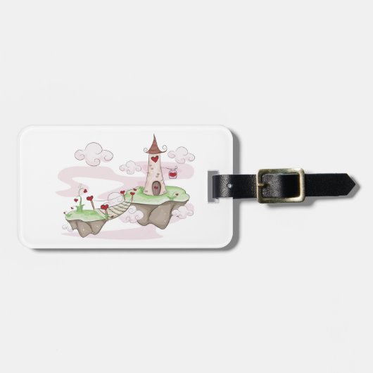 フローティングラブキャッスルイラストレーションロマンチックファンタジー ラゲッジタグ (正面横)