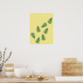 フローティング緑のファーン葉の抽象芸術ポスター ポスター (キッチン)