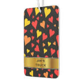 フローティング赤、オレンジ、および黄色のハートパターン カーエアーフレッシュナー (左)