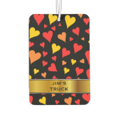 フローティング赤、オレンジ、および黄色のハートパターン カーエアーフレッシュナー (裏面)