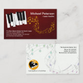 フローティング金ゴールド音楽ノートピアノ鍵音楽先生 名刺 (正面/裏面)