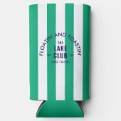 フローティング アンド トーストイング ザ レイク クラブ グリーン ストライプ スリム缶クーラー (正面)