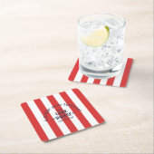 フローティング アンド トーストイング レイクハウス レッド ストライプ スクエアペーパーコースター (インサイチュ)