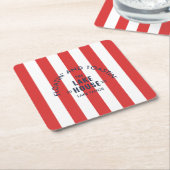 フローティング アンド トーストイング レイクハウス レッド ストライプ スクエアペーパーコースター (アングル)