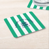 フローティング アンド トースト アイテム レイク クラブ グリーンストライプ スクエアペーパーコースター (アングル)