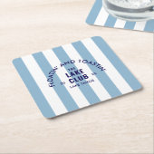 フローティング アンド トースト アイテム レイク クラブ ブルー ストライプ スクエアペーパーコースター (アングル)