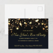 フローティング ゴールド スターズ アンド ドット 新年のお祝いパーティー インビテーションポストカード (正面/裏面)