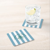 フローティング＆トースト ザ レイクハウス ブルー ストライプ スクエアペーパーコースター (インサイチュ)