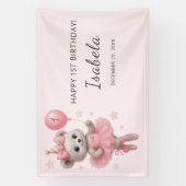 フローティング バレリーナ ベア バースデー バナー 横断幕 (縦)