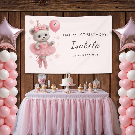 フローティング バレリーナ ベア バースデー バナー 横断幕