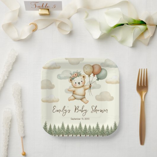 フローティング・ベア・アドベンチャーズ赤ちゃんシャワー ペーパープレート (ウェディング)