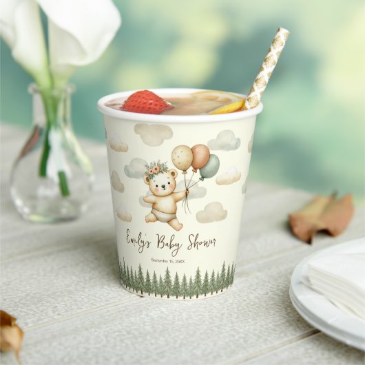 フローティング・ベア・アドベンチャーズ赤ちゃんシャワー 紙コップ (インサイチュ)