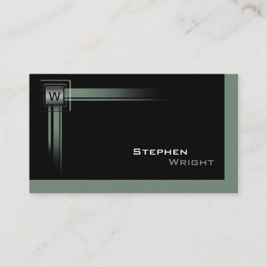 フローティンコーナーモノグラムモダンカスタムカラー 名刺 (正面)