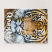 フローティー·タイガー·顔パーソナライズされた名 ジグソーパズル (横)