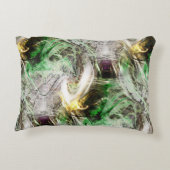 フローティ素朴ンググリーンとイエローインクの下のテクスチャ アクセントクッション (裏面)