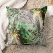 フローティ素朴ンググリーンとイエローインクの下のテクスチャ クッション (ブランケット)