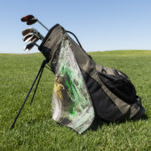 フローティ素朴ンググリーンとイエローインクの下のテクスチャ ゴルフタオル (グリーン)