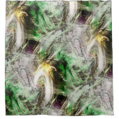 フローティ素朴ンググリーンとイエローインクの下のテクスチャ シャワーカーテン (正面)